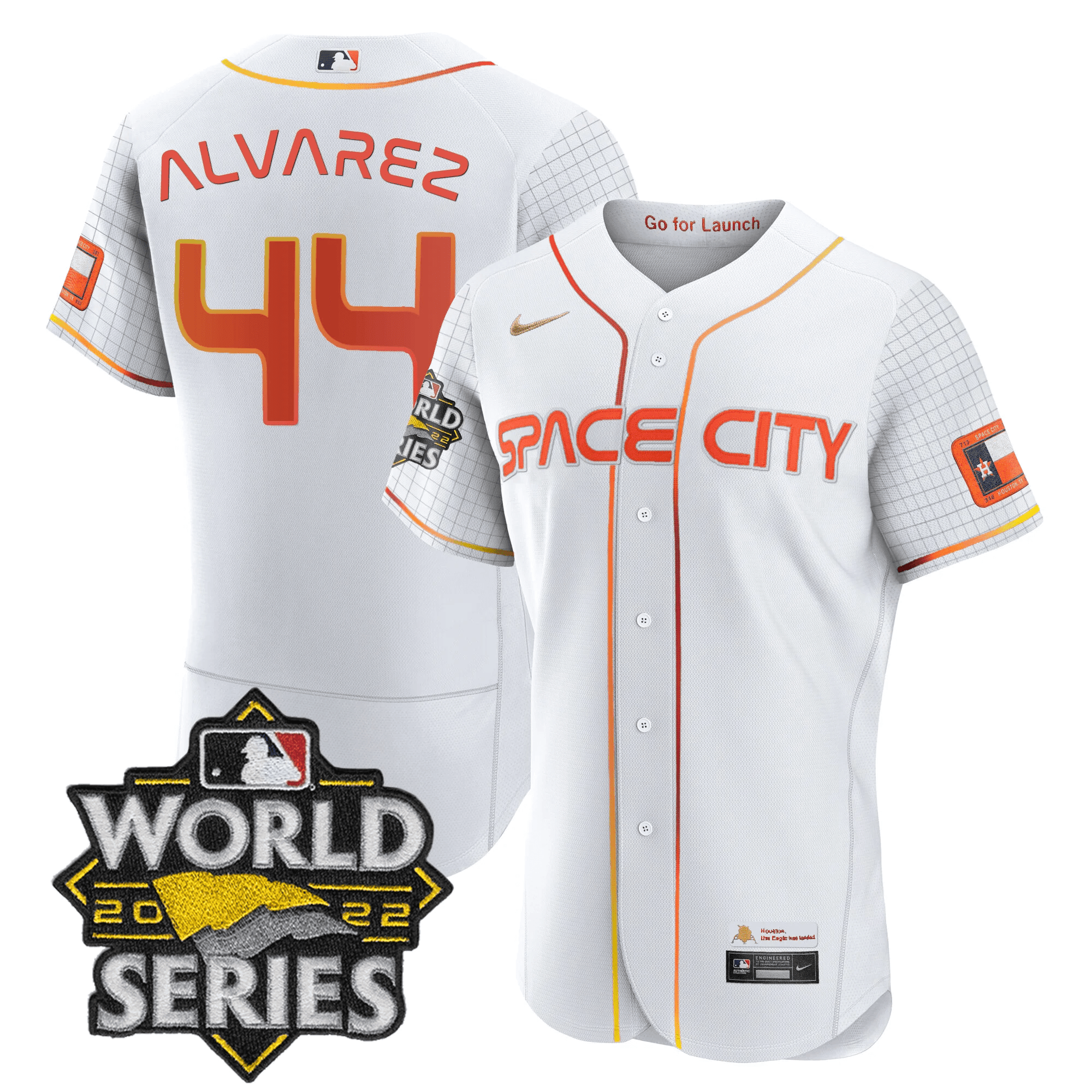 Yordan Álvarez Men's Houston Astros Space City Black & White Flex White Jersey - All Stitched