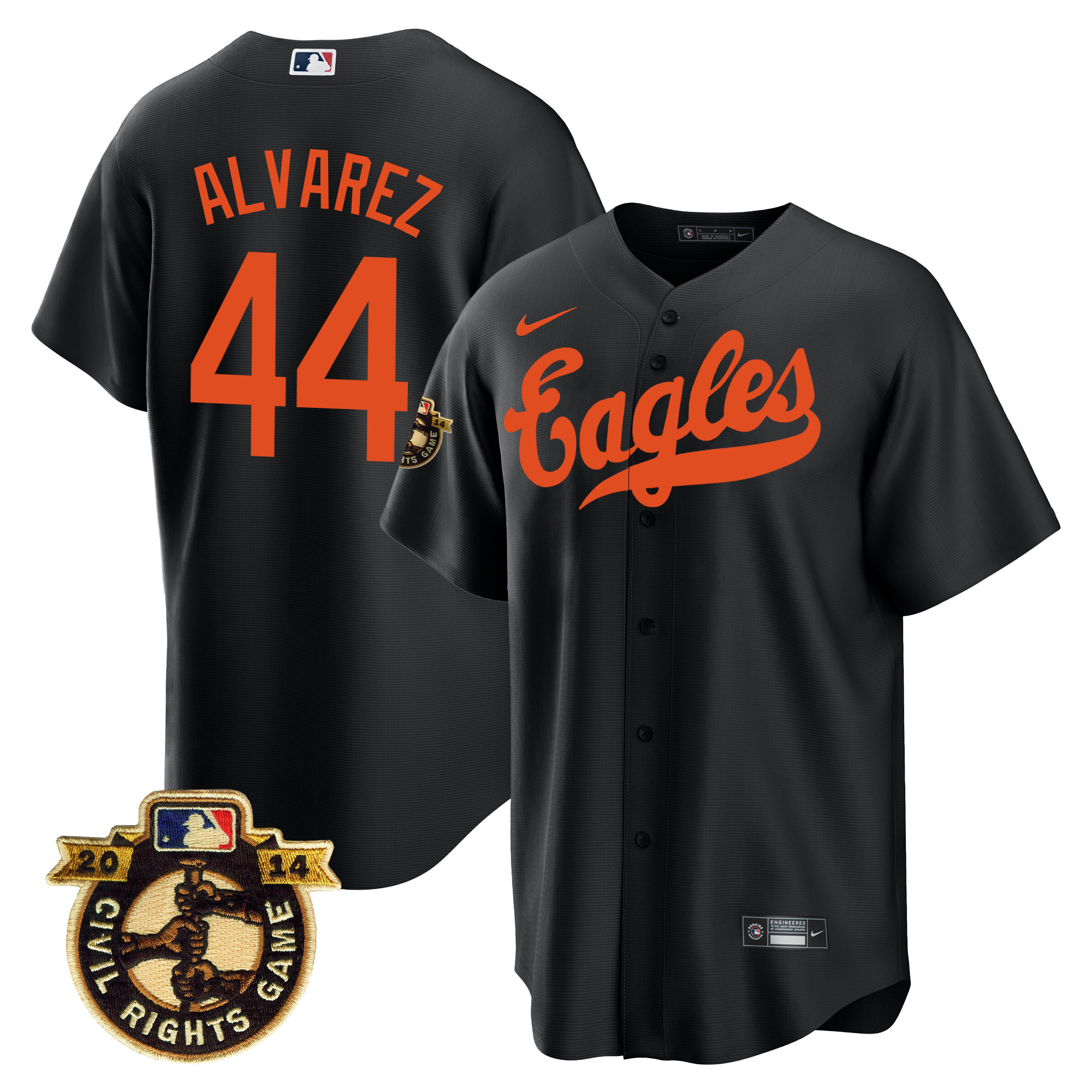 Yordan Álvarez Men's Houston Astros Throwback 1950 Houston Eagles Black Jersey - All Stitched