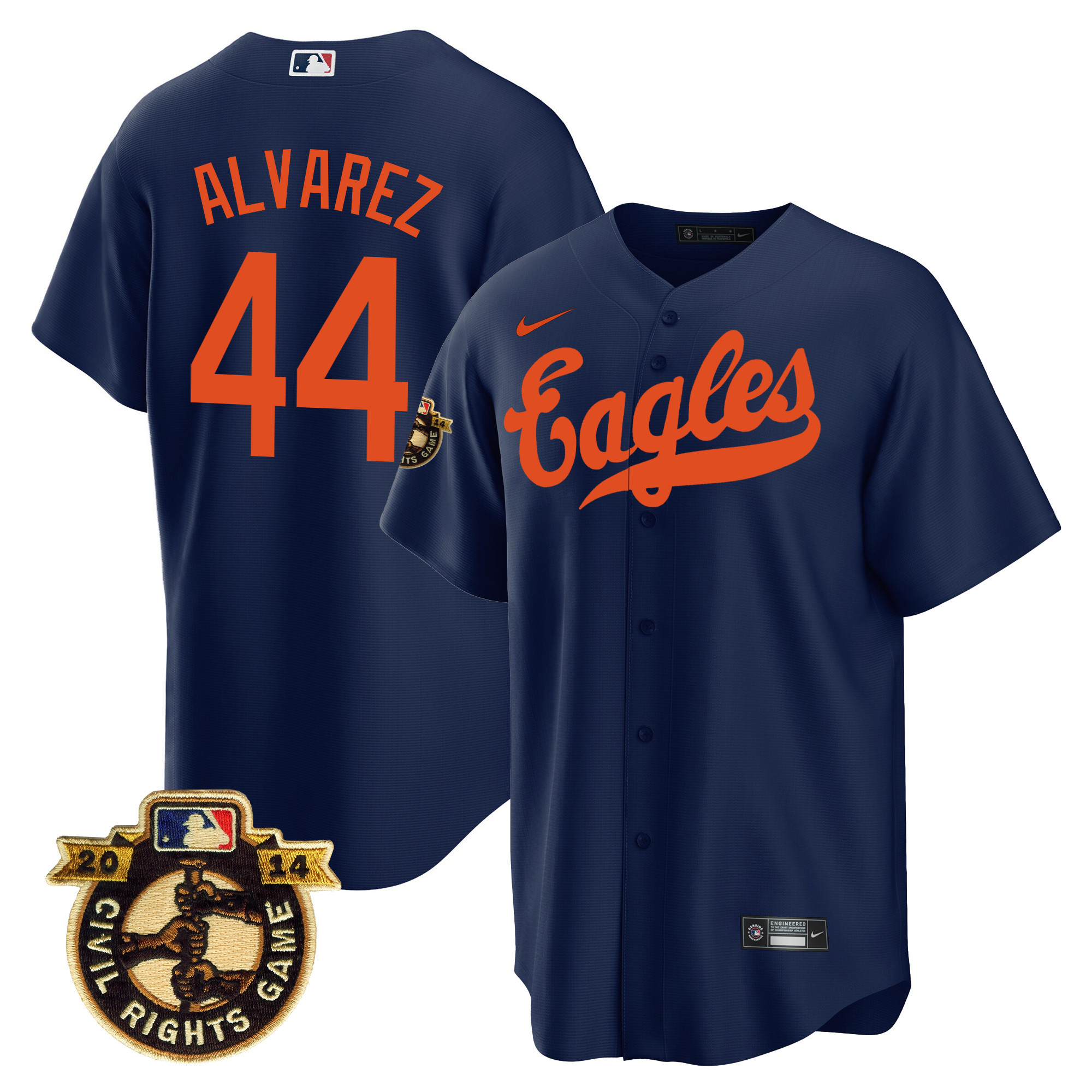 Yordan Álvarez Men's Houston Astros Throwback 1950 Houston Eagles Navy Jersey - All Stitched