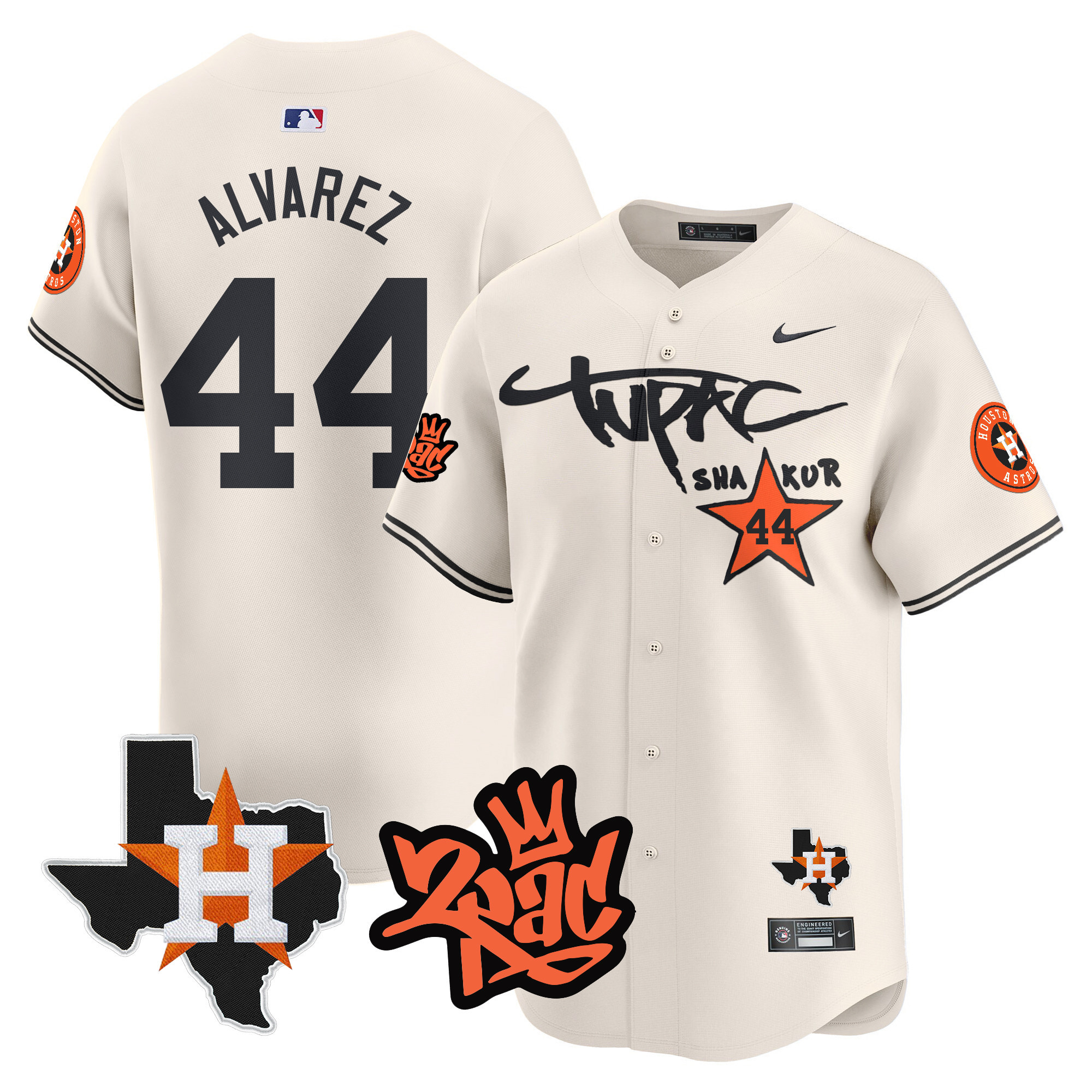 Yordan Álvarez Men's Houston Astros Tupac Shakur Vapor Premier Limited Cream Jersey - All Stitched