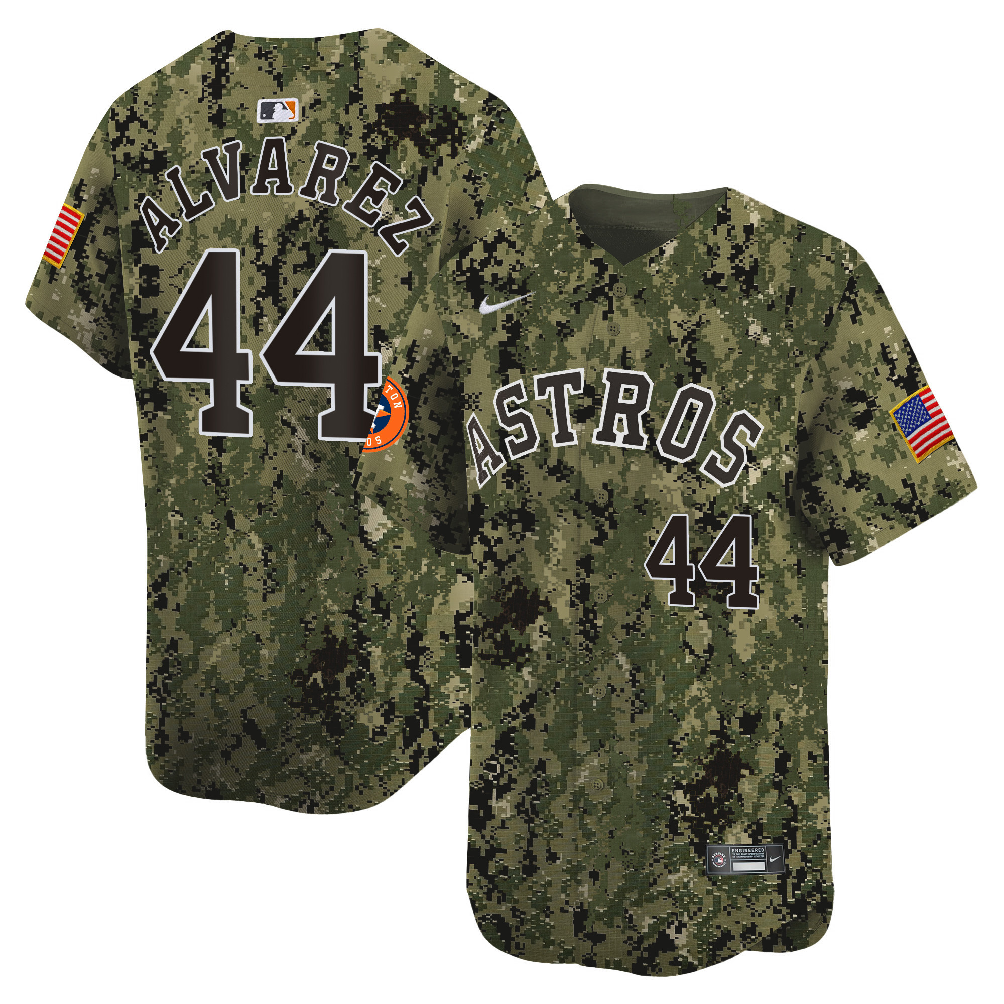 Yordan Álvarez Men's Houston Astros USMC Alternate Vapor Premier Limited Woodland Jersey - All Stitched