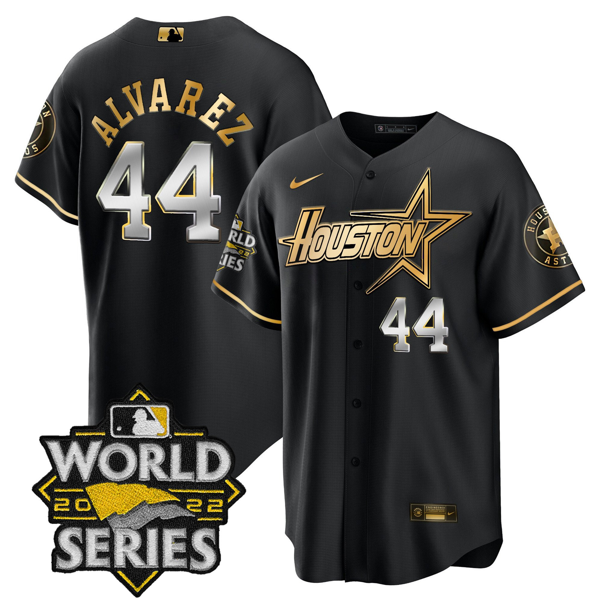 Yordan Álvarez Men's Houston Astros World Series Black Gold Special Cool Black Jersey - All Stitched