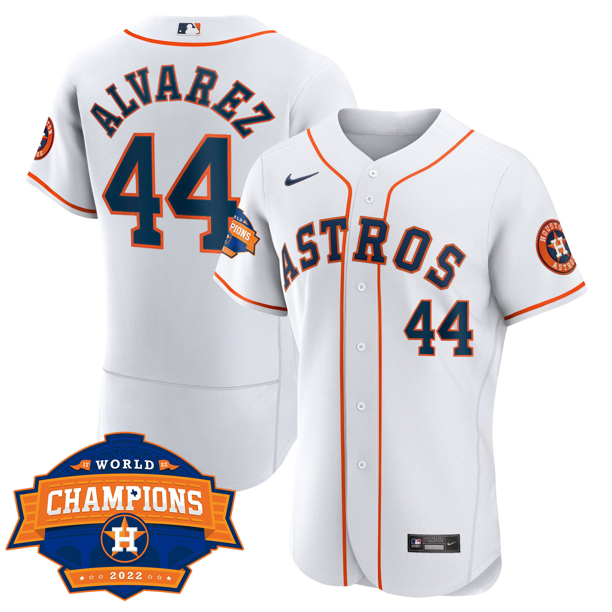 Yordan Álvarez Women's Houston Astros 2022 World Series Champions Patch Limited Flex Home Jersey - All Stitched