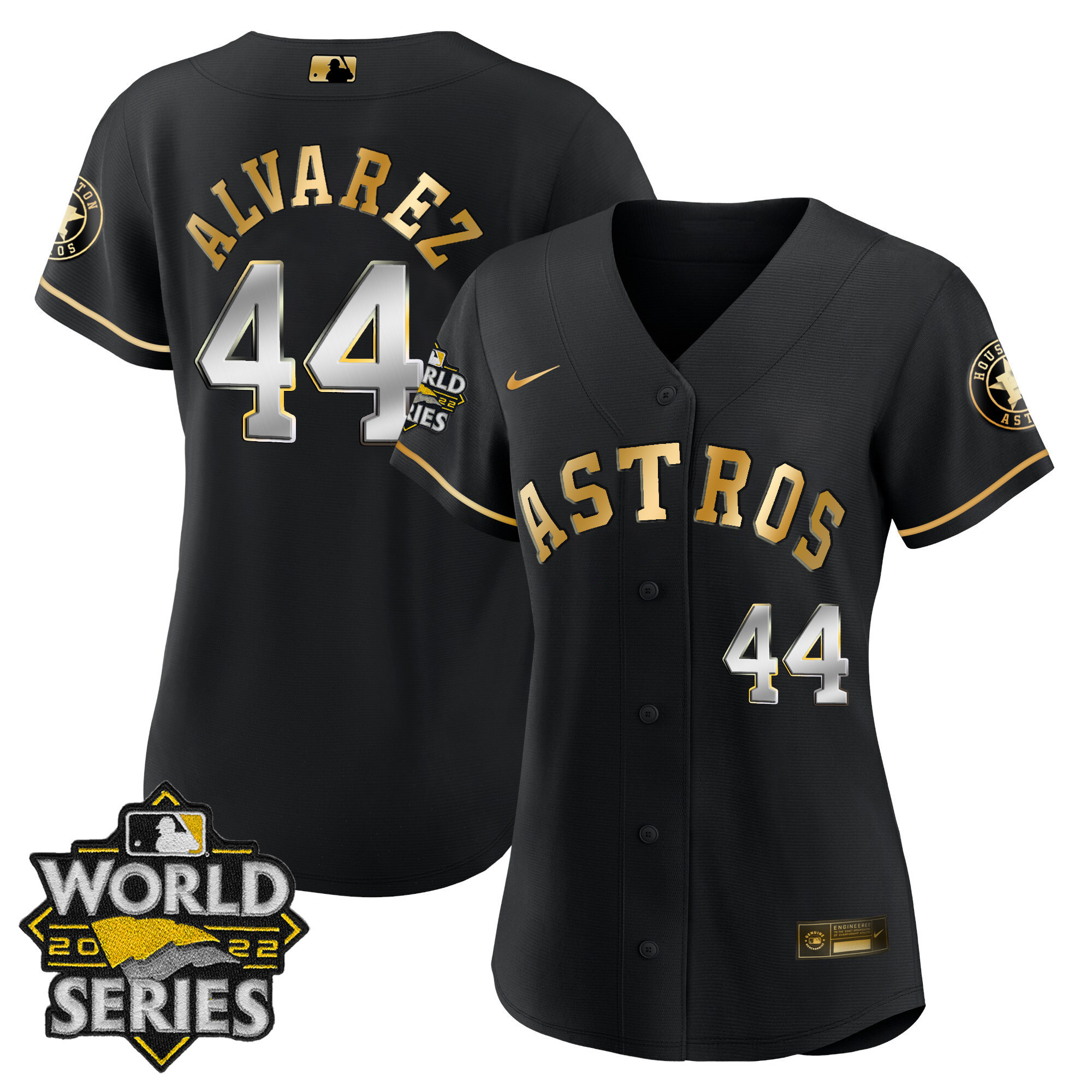 Yordan Álvarez Women's Houston Astros 2022 World Series Player Cool Black Jersey - All Stitched