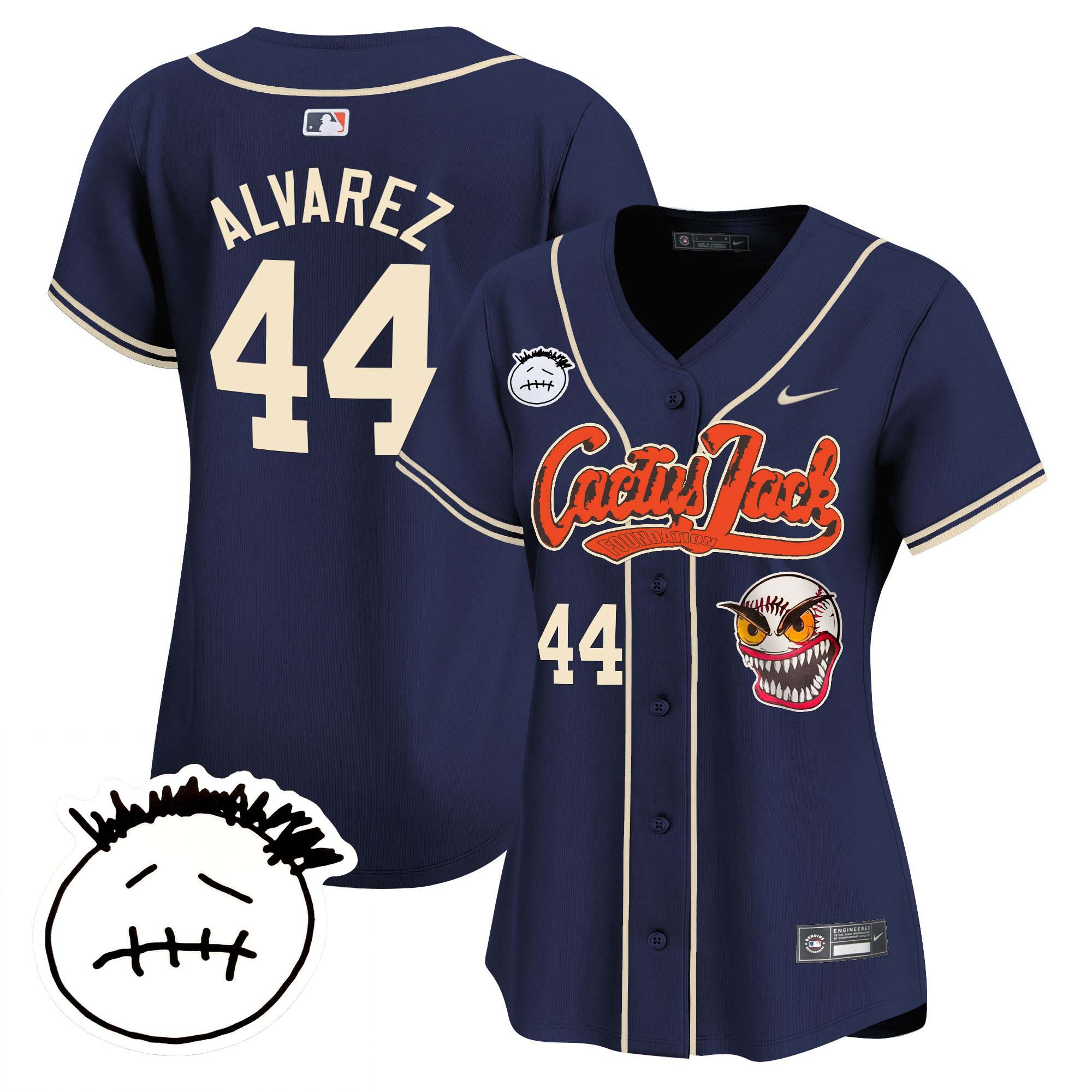 Yordan Álvarez Women's Houston Astros Cactus Jack Patch Vapor Premier Limited V3 Navy Jersey - All Stitched
