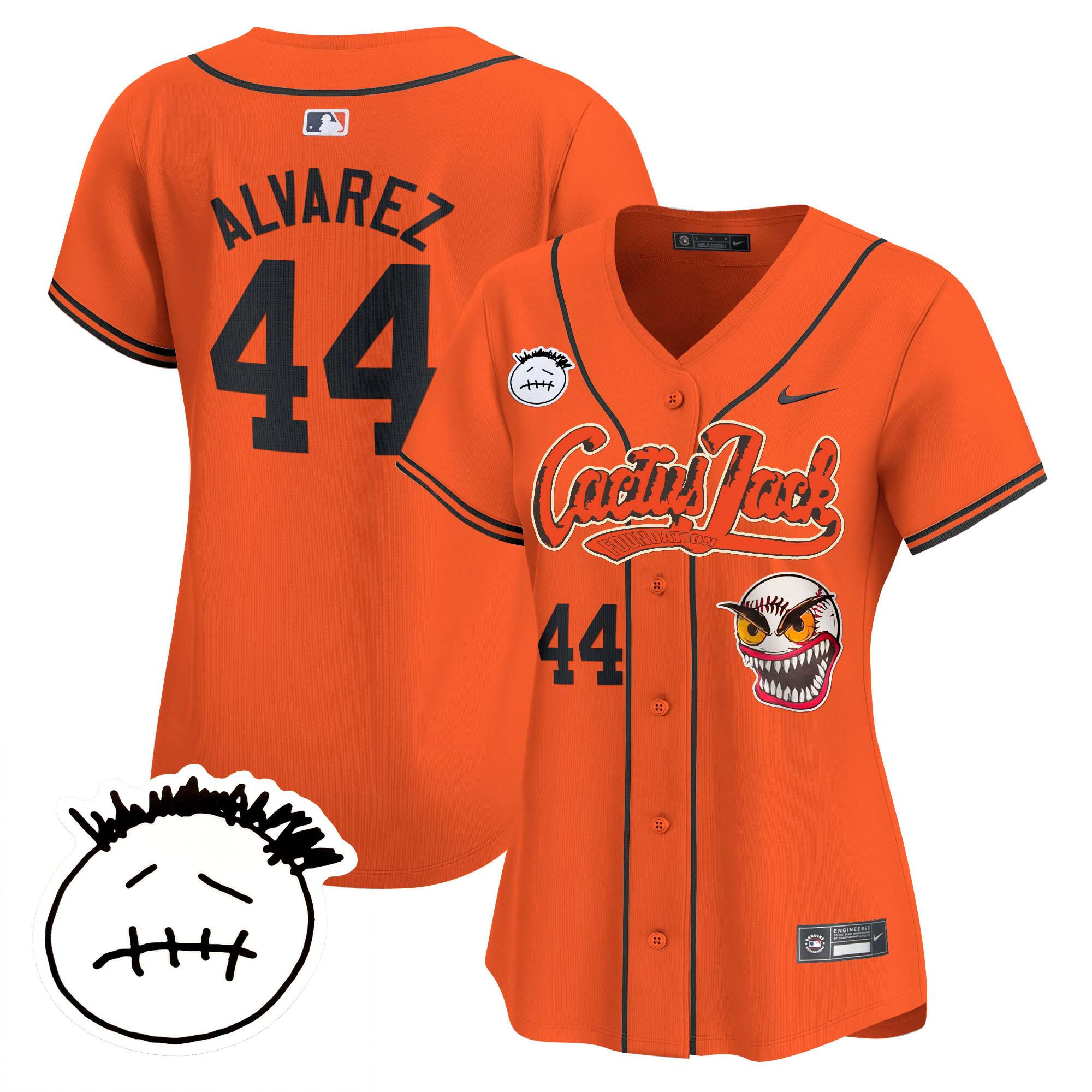 Yordan Álvarez Women's Houston Astros Cactus Jack Patch Vapor Premier Limited V3 Orange Jersey - All Stitched