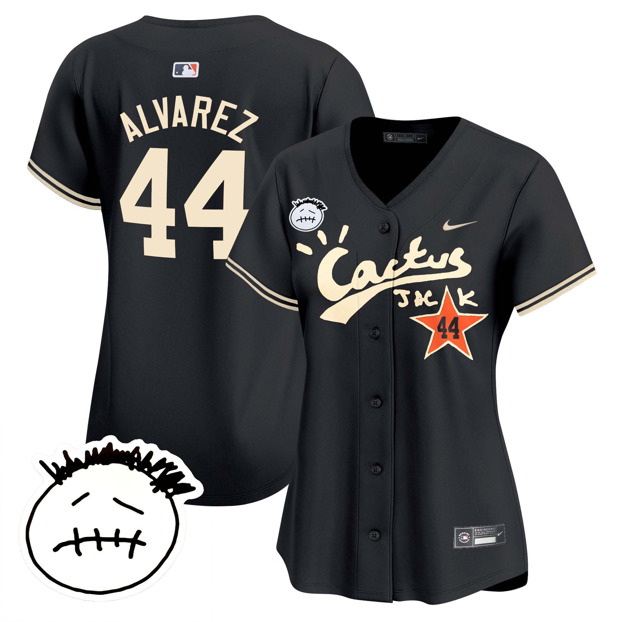 Yordan Álvarez Women's Houston Astros Cactus Jack Patch Vapor Premier Limited V4 Black Jersey - All Stitched