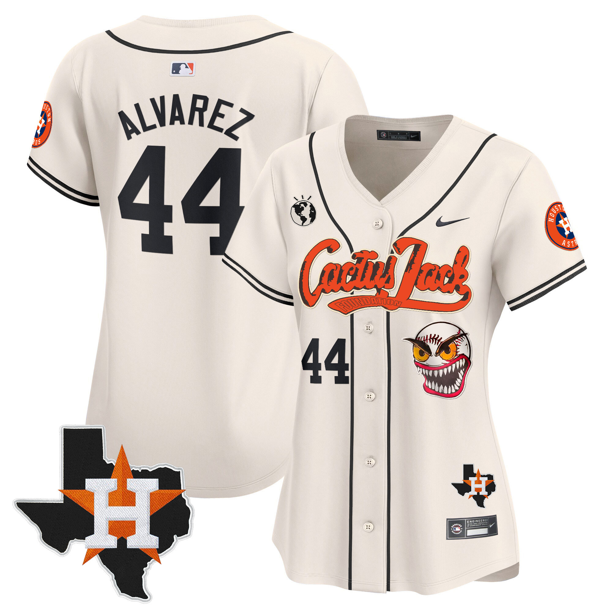 Yordan Álvarez Women's Houston Astros Cactus Jack Patch Vapor Premier Limited V6 Cream Jersey - All Stitched