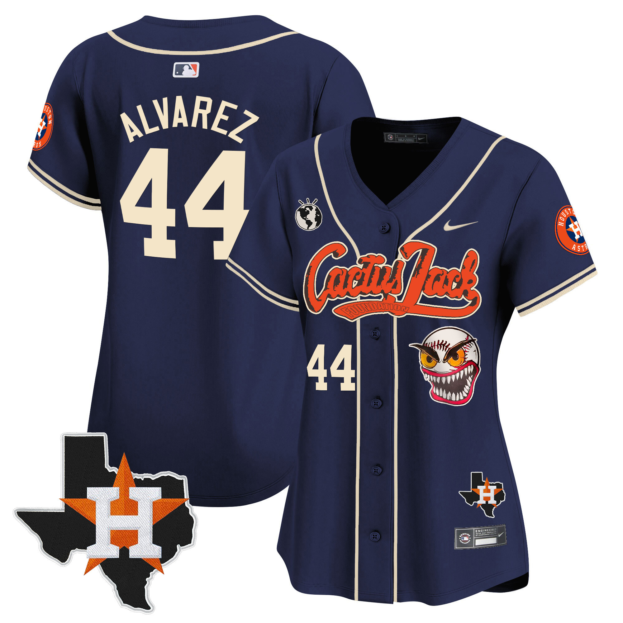 Yordan Álvarez Women's Houston Astros Cactus Jack Patch Vapor Premier Limited V6 Navy Jersey - All Stitched