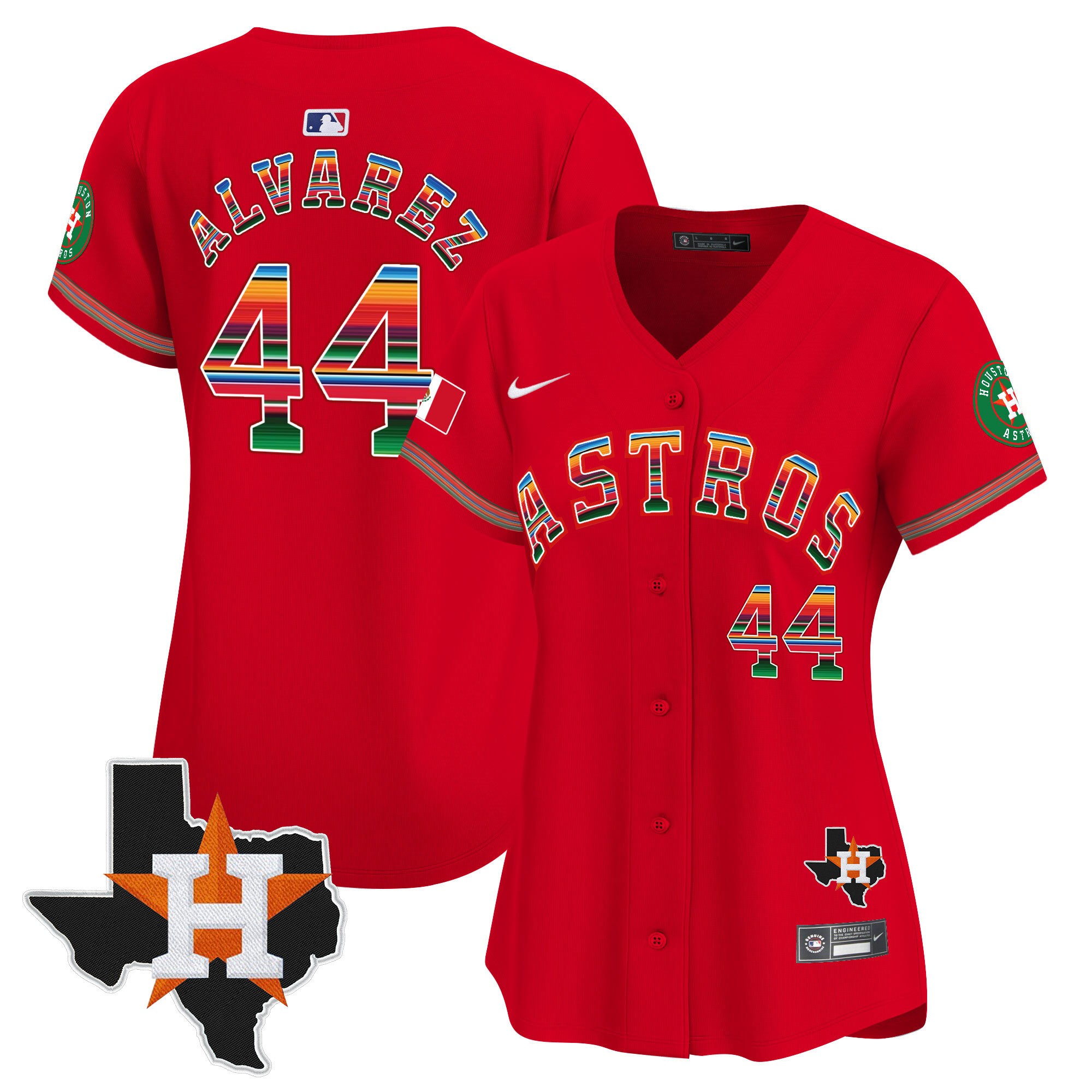 Yordan Álvarez Women's Houston Astros Mexico Texas Patch Vapor Premier Limited Red Jersey - All Stitched