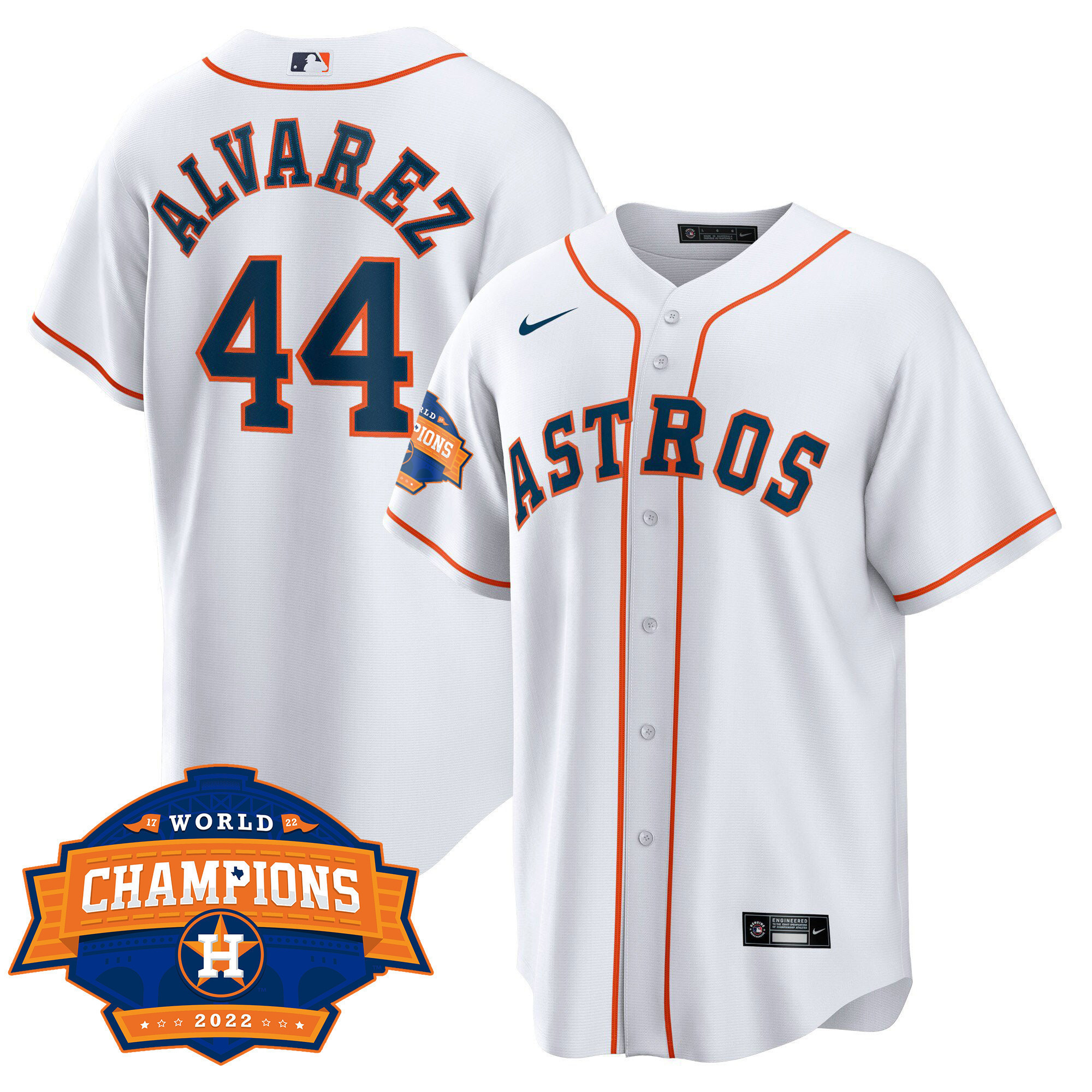 Yordan Álvarez Youth's Houston Astros 2022 World Series Champions Patch Limited Cool Home Jersey - All Stitched