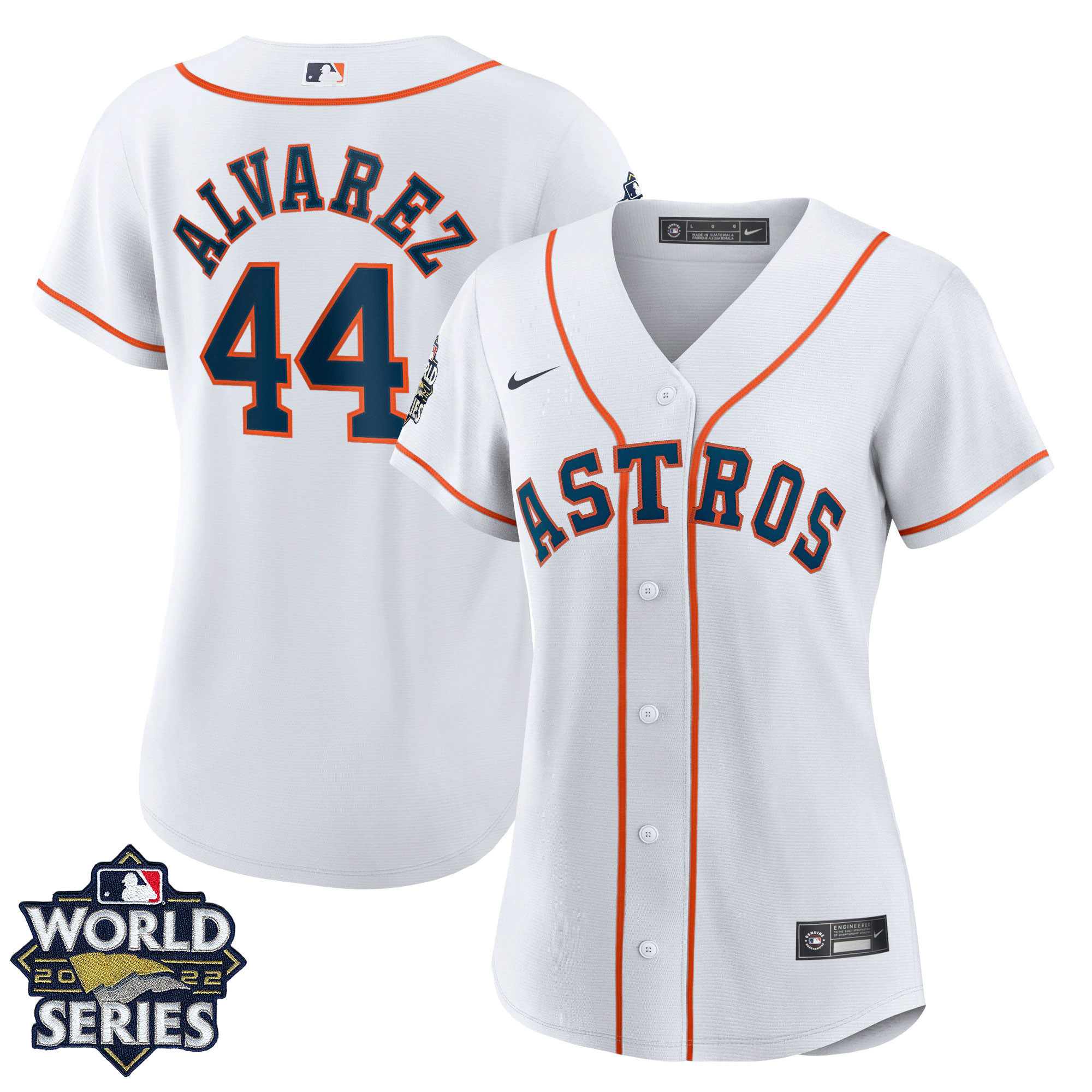 Yordan Alvarez Women's Houston Astros 2022 World Series Home Player - White Jersey - All Stitched