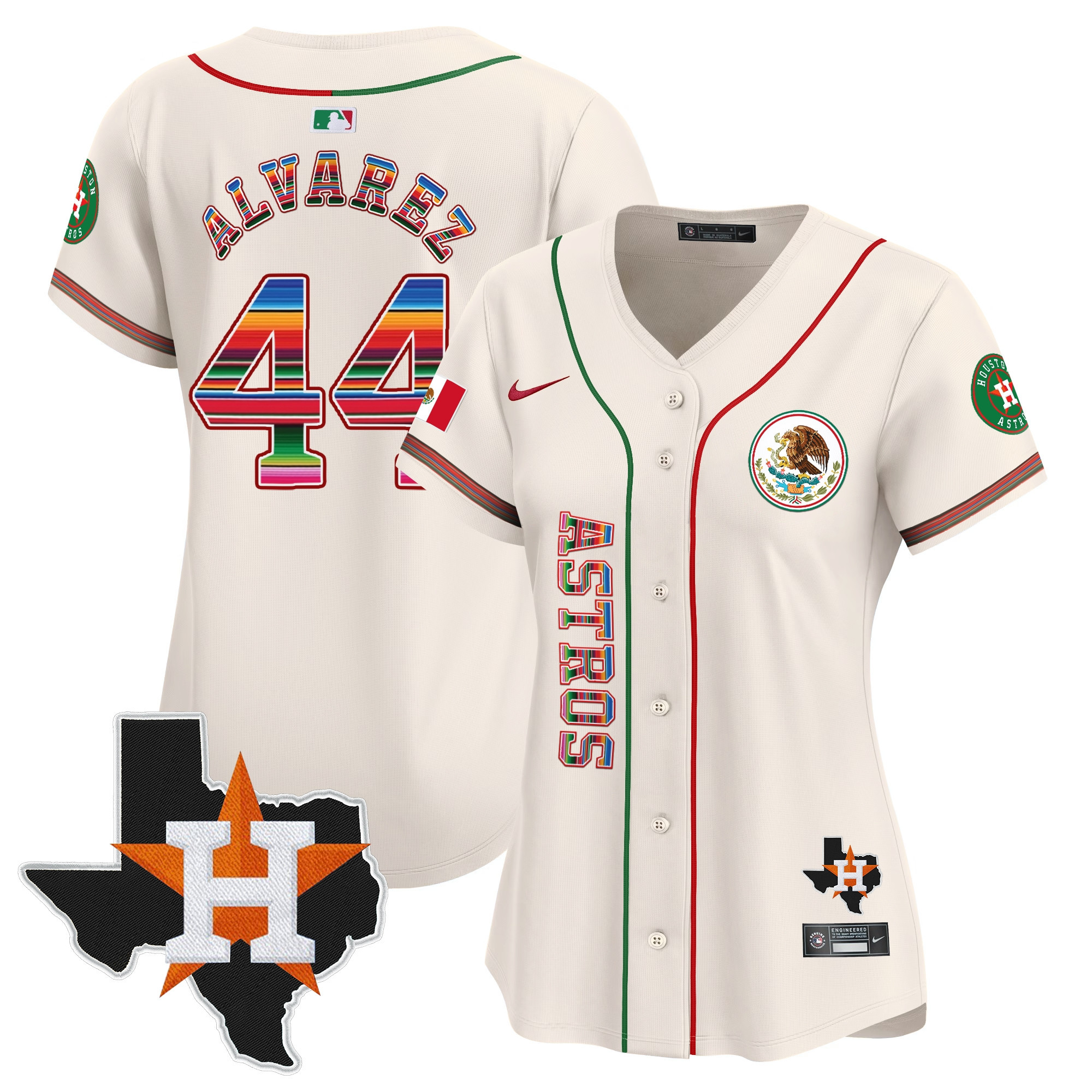 Yordan Alvarez Women's Houston Astros Mexico Vapor Premier Limited V4 Cream Jersey - All Stitched
