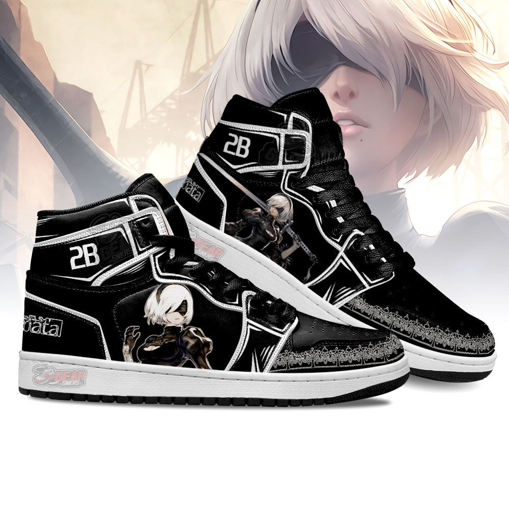 YoRHa 2-gou B-gata JD Sneakers Shoes For Fans, Air Jordan Hightop
