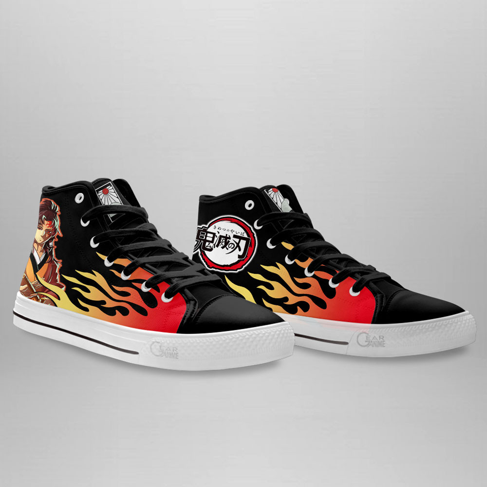 Yoriichi Tsugikuni High Top Shoes Custom Demon Slayer Flame Sneakers