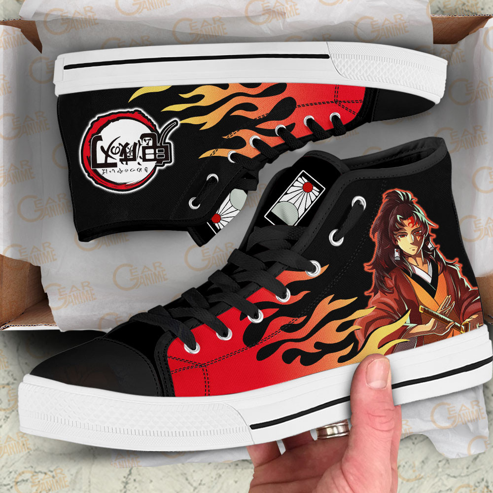 Yoriichi Tsugikuni High Top Shoes Custom Demon Slayer Flame Sneakers