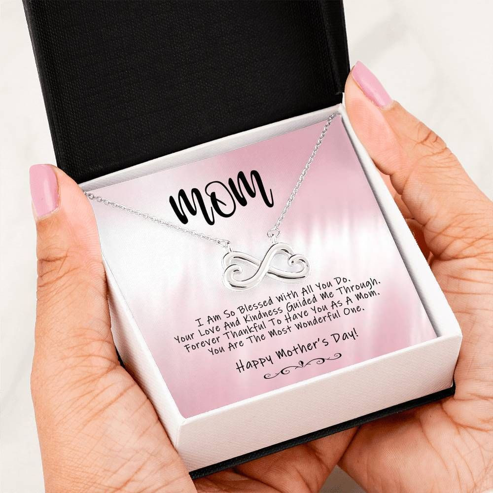 You Are The Most Wonderful 14K White Gold Infinity Heart Necklace Gift For Mom