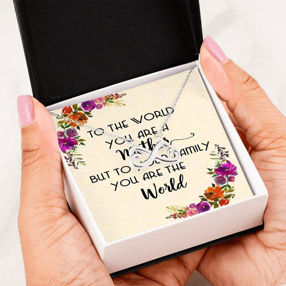 You Are The World Colorful Flower Infinity Heart Necklace Gift For Mom