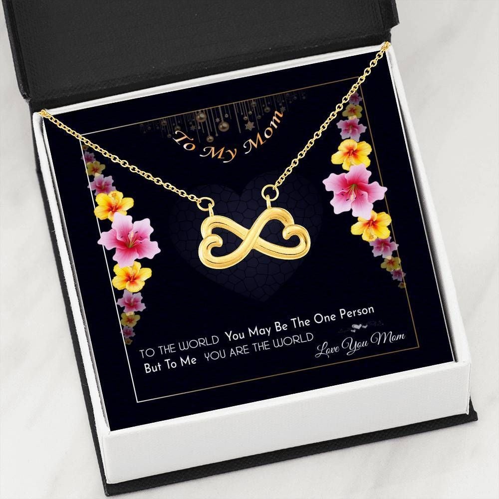 You Are The World Flower Decorative Infinity Heart Necklace Gift For Mom