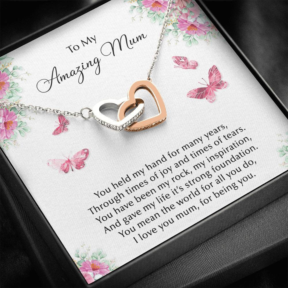 You Held My Hand For Many Years Interlocking Hearts Necklace Gift For Mom
