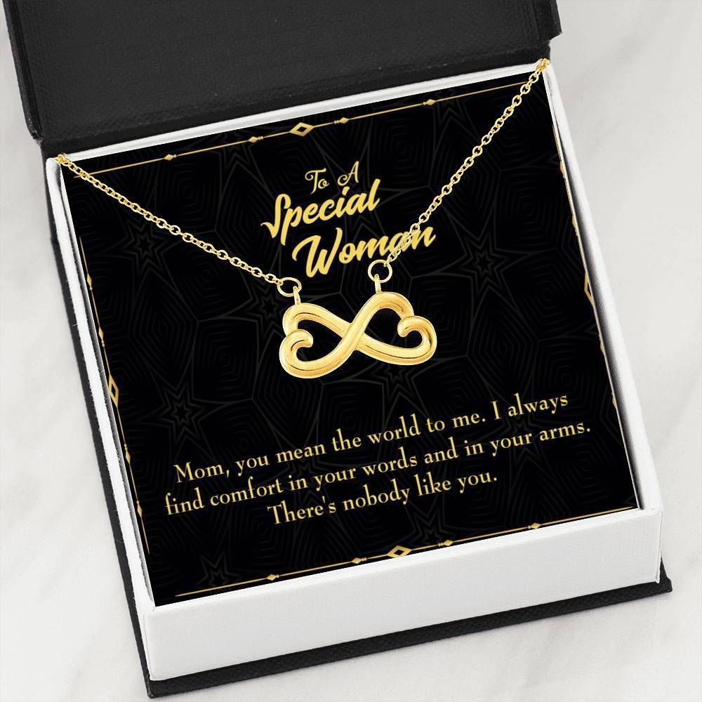 You Mean The World To Me Gift For Mom Infinity Heart Necklace