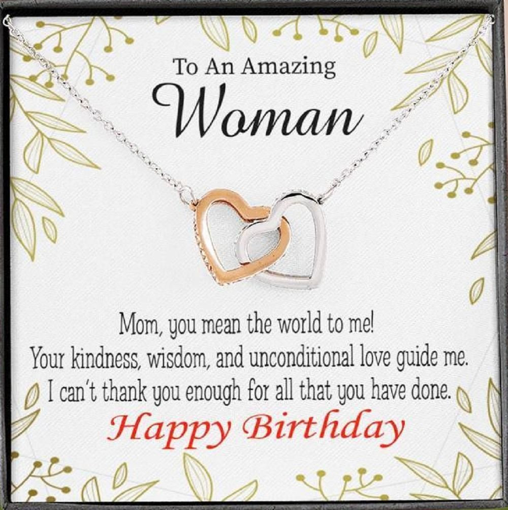 You Mean The World To Me Interlocking Hearts Necklace Gift For Mom