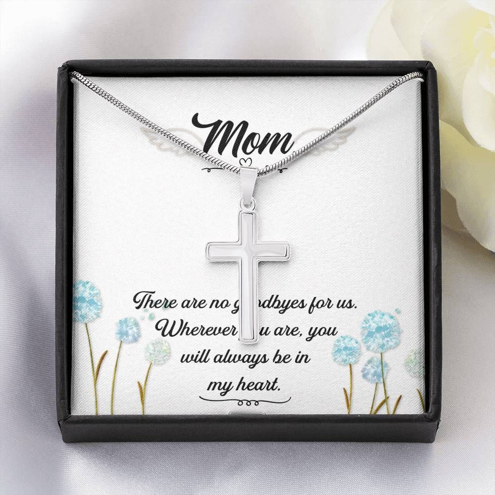 You Will Always Be In My Heart White Gold Cross Necklace For Mom