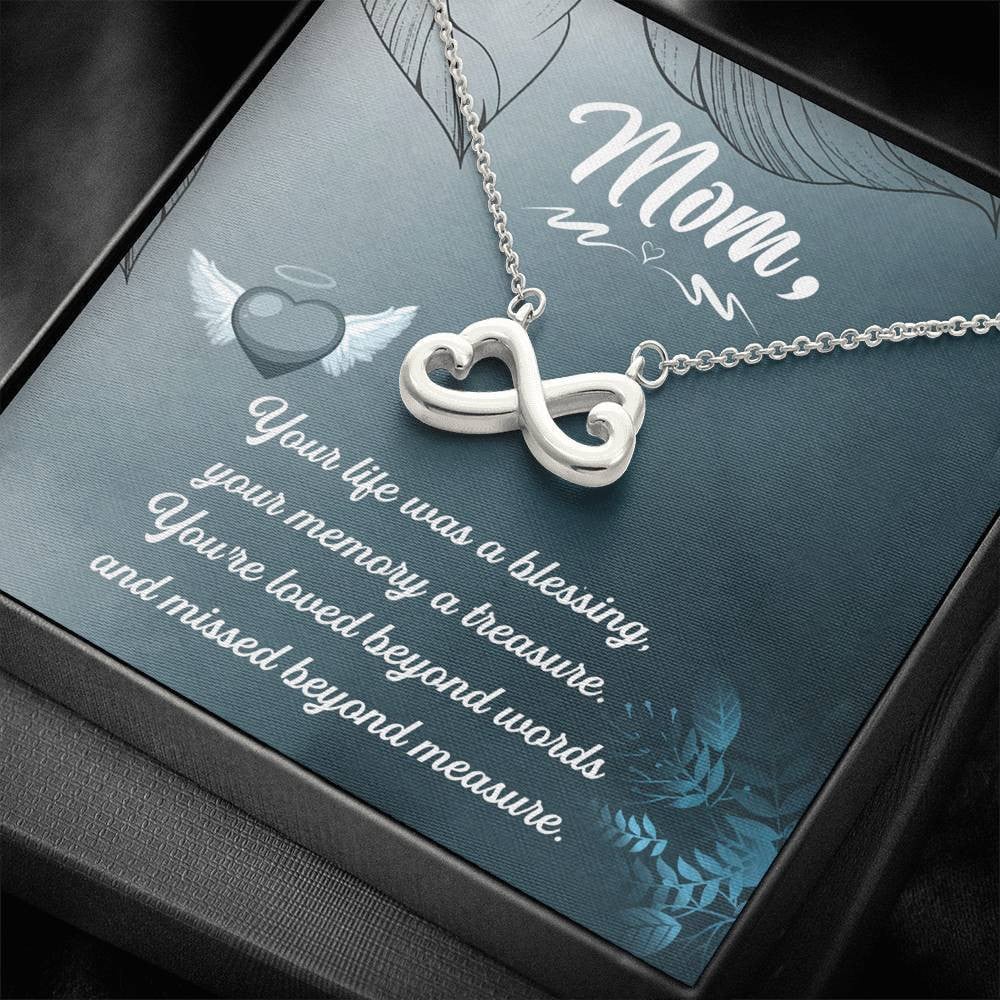 Your Life Was A Blessing Infinity Heart Necklace Gift For Mom