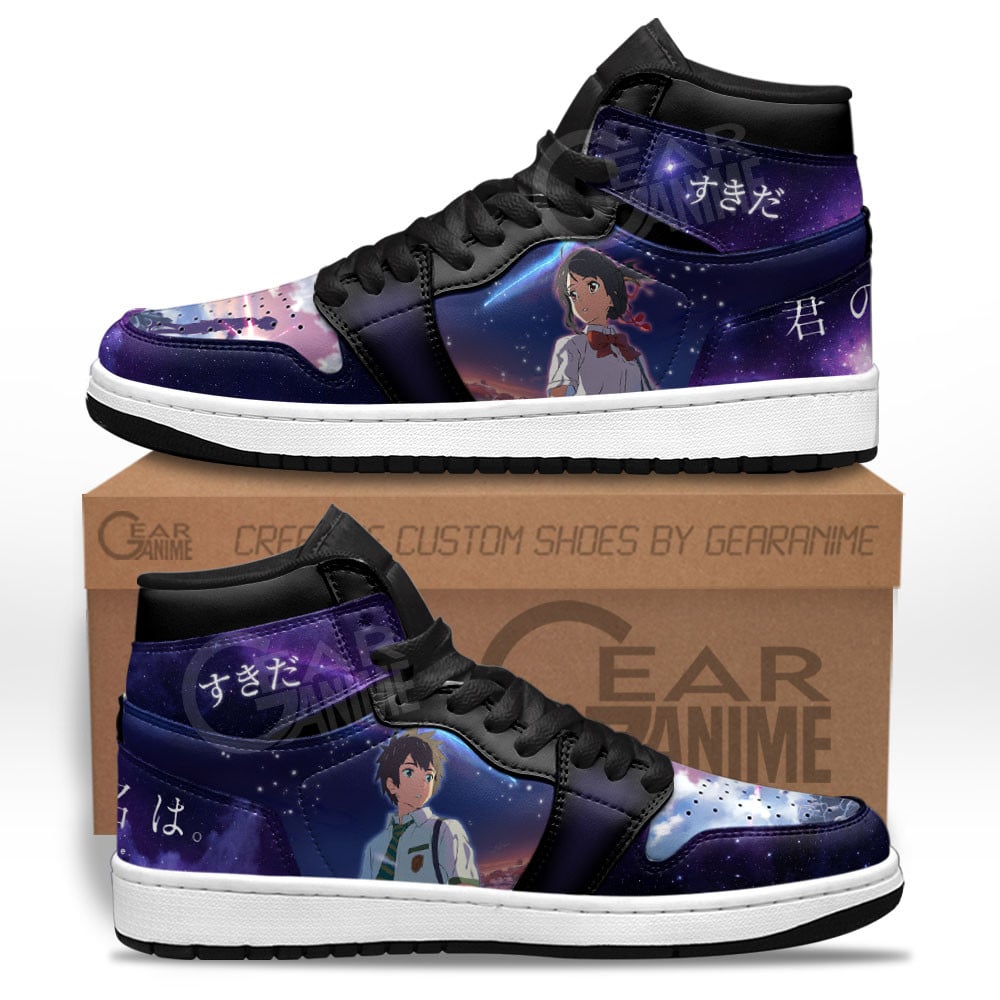 Your Name Mitsuha and Taki JD1s Sneakers Anime Shoes, Air Jordan Hightop