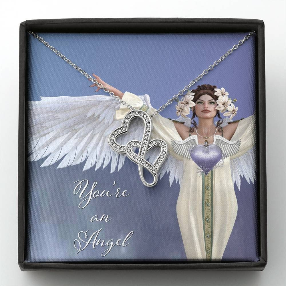 You’re An Angel Double Hearts Necklace Gift For Mom
