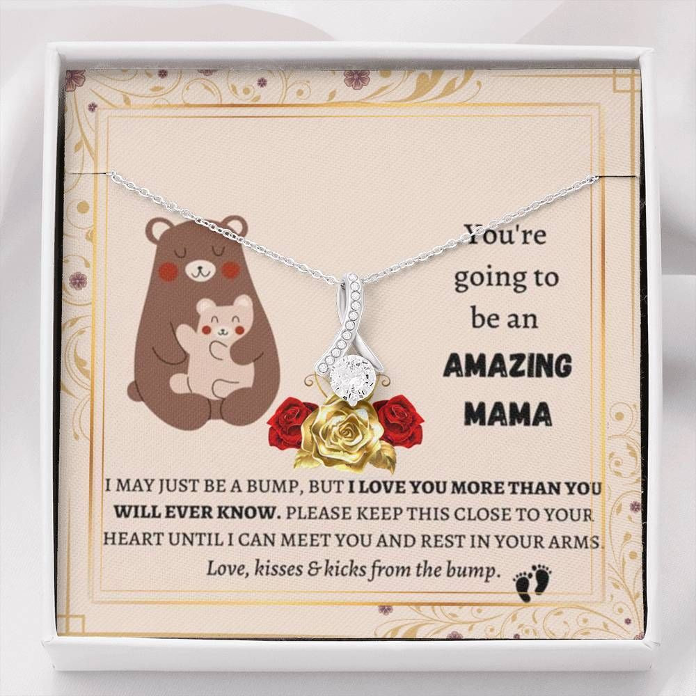 You’re Going To Be An Amazing Mama Gift For Mom To Be 14K White Gold Alluring Beauty Necklace