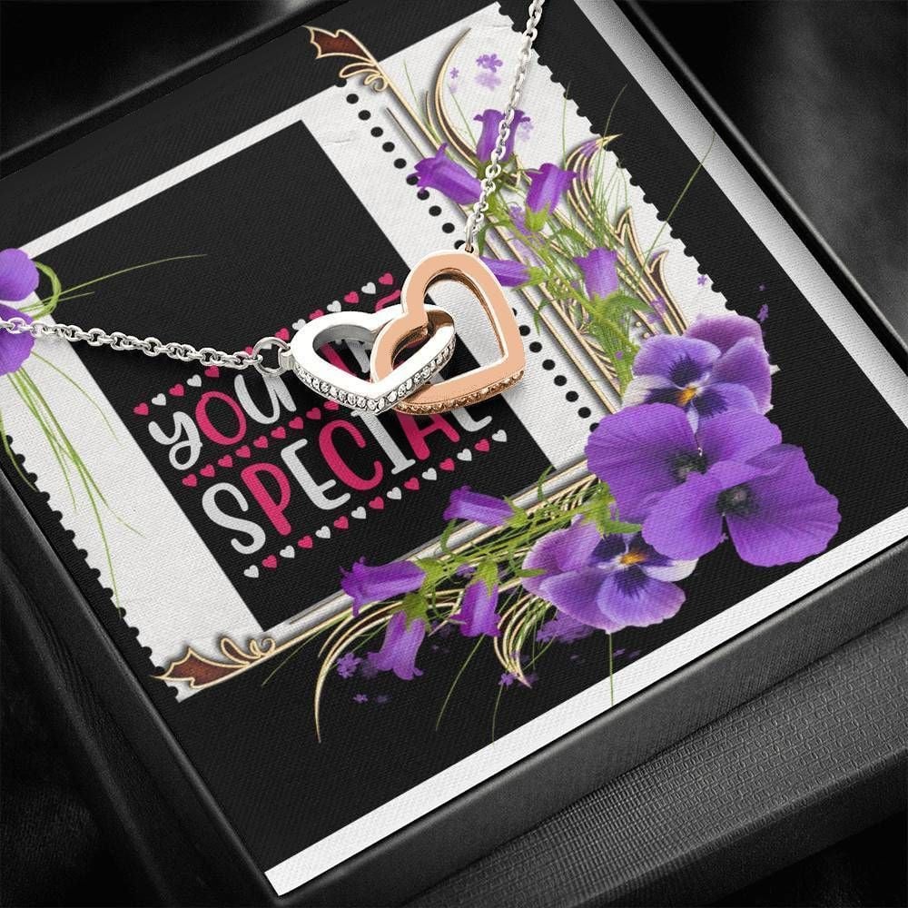 You’re Special Interlocking Hearts Flower Frame Necklace Gift For Mom