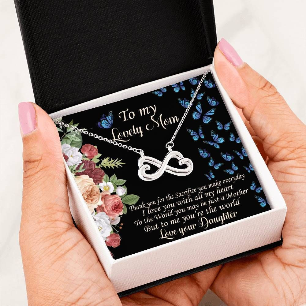 You’re The World School Of Butterflies Infinity Heart Necklace Gift For Mom