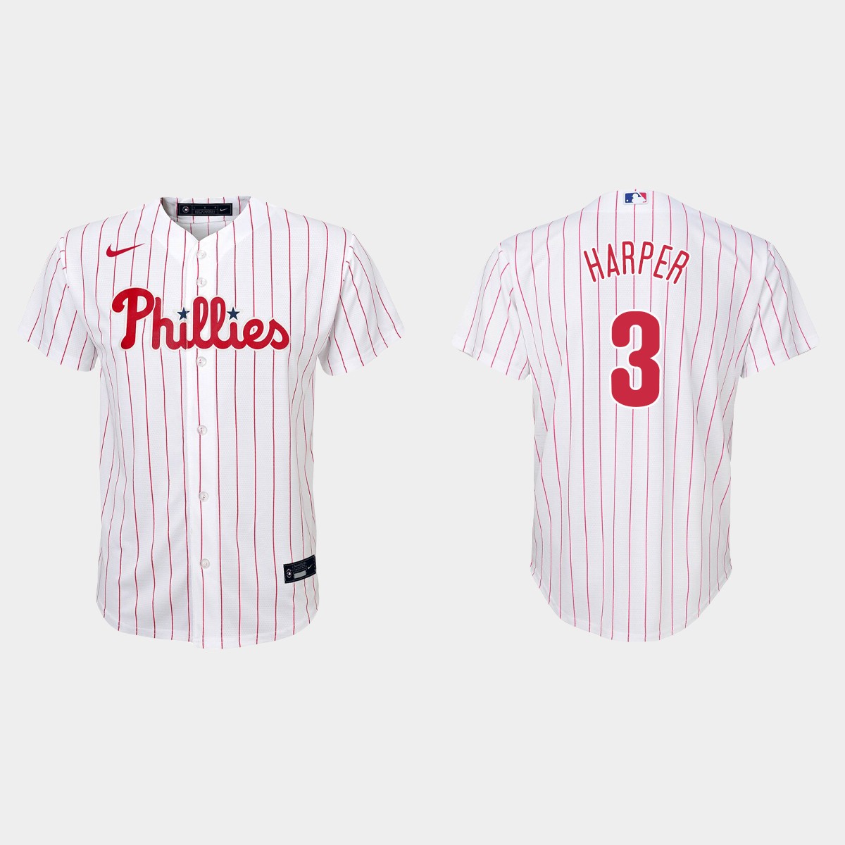 Youth #3 Bryce Harper Philadelphia Phillies White Home Jersey