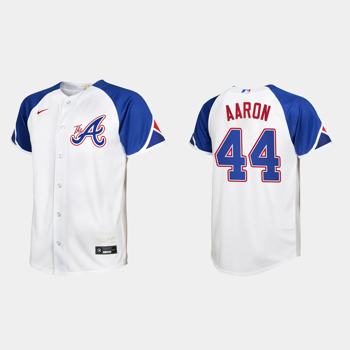 Youth Atlanta Braves Hank Aaron White 2023 City Connect Jersey