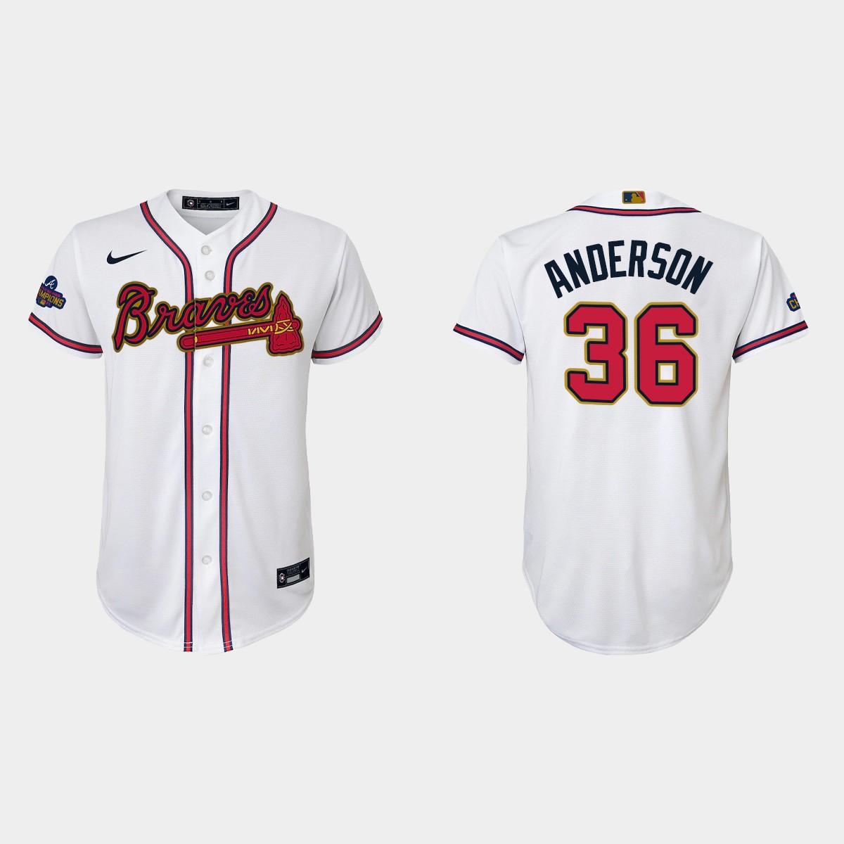 Youth Atlanta Braves Ian Anderson 2022 Gold Program White Jersey