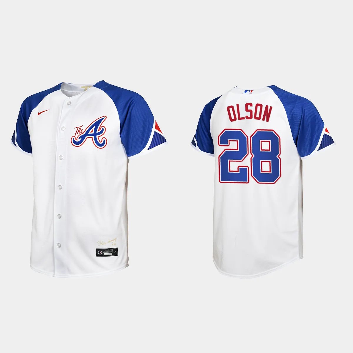 Youth Atlanta Braves Matt Olson White 2023 City Connect Jersey