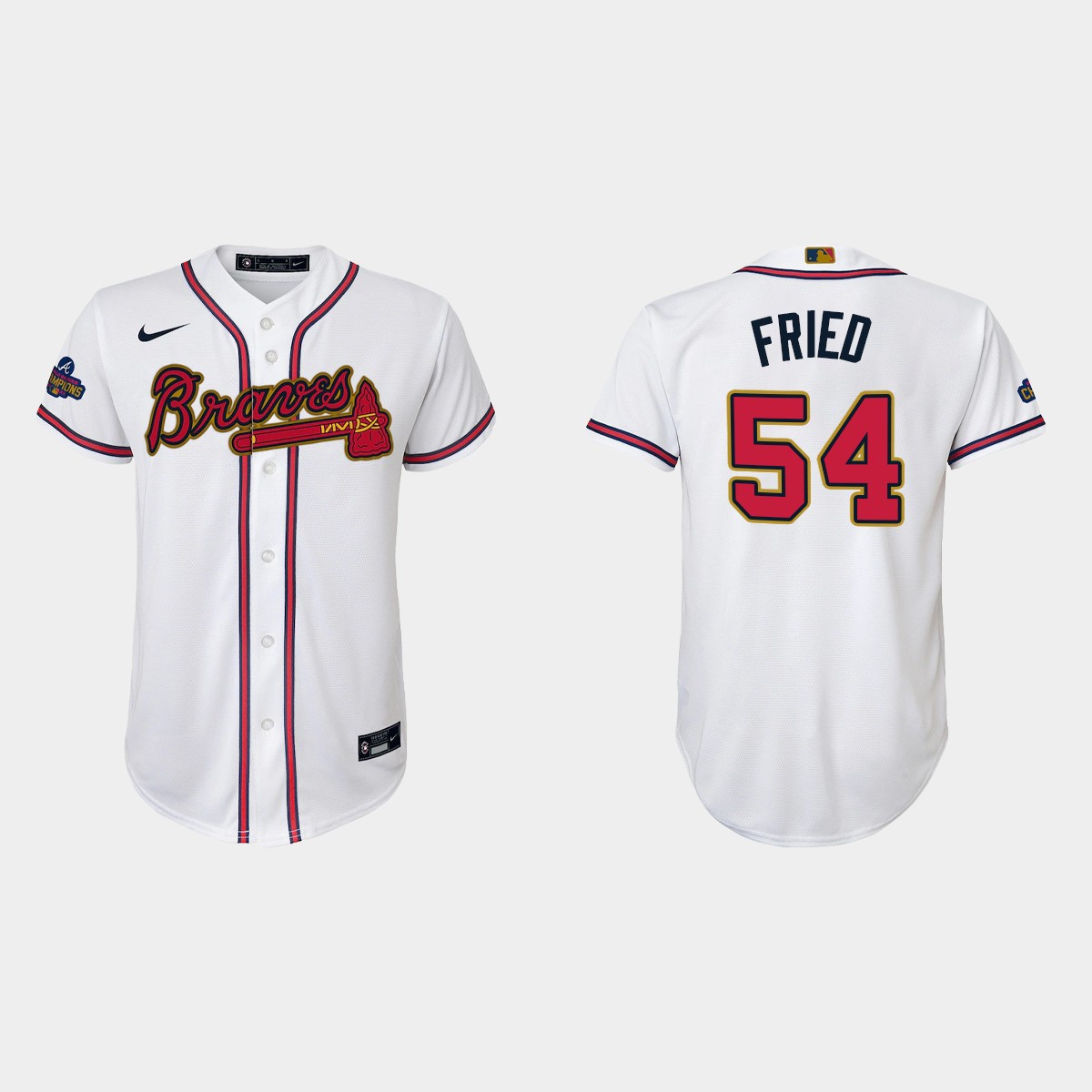 Youth Atlanta Braves Max Fried 2022 Gold Program White Jersey