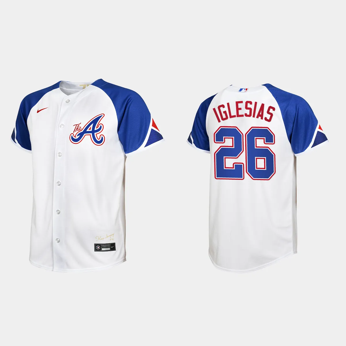 Youth Atlanta Braves Raisel Iglesias White 2023 City Connect Jersey