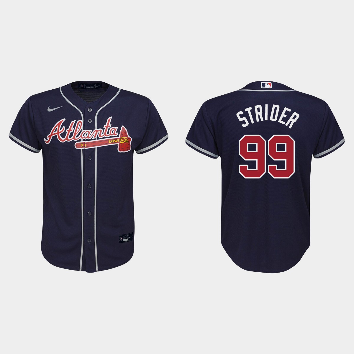 Youth Atlanta Braves Spencer Strider Navy  Alternate Jersey