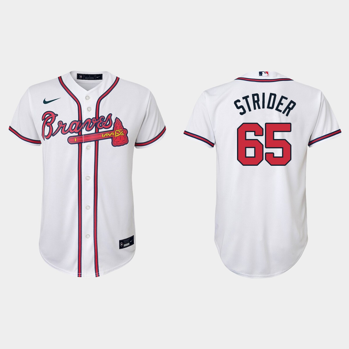 Youth Atlanta Braves Spencer Strider White Home Jersey