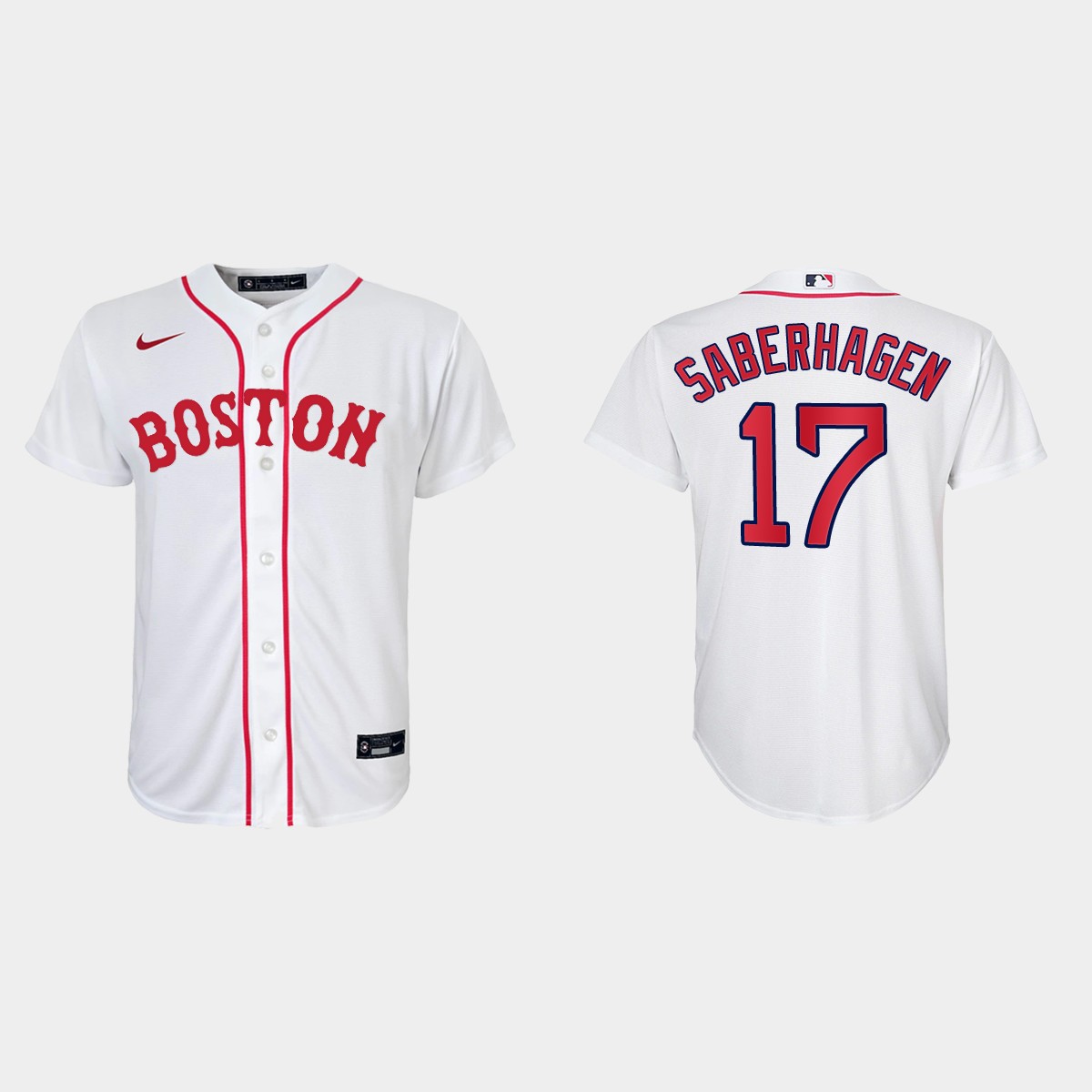 Youth Boston Red Sox #17 Bret Saberhagen White 2021 Patriots' Day Jersey