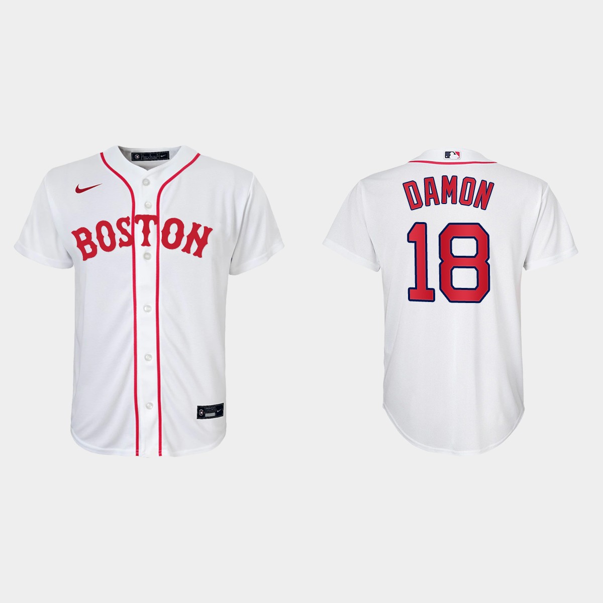 Youth Boston Red Sox #18 Johnny Damon White 2021 Patriots' Day Jersey