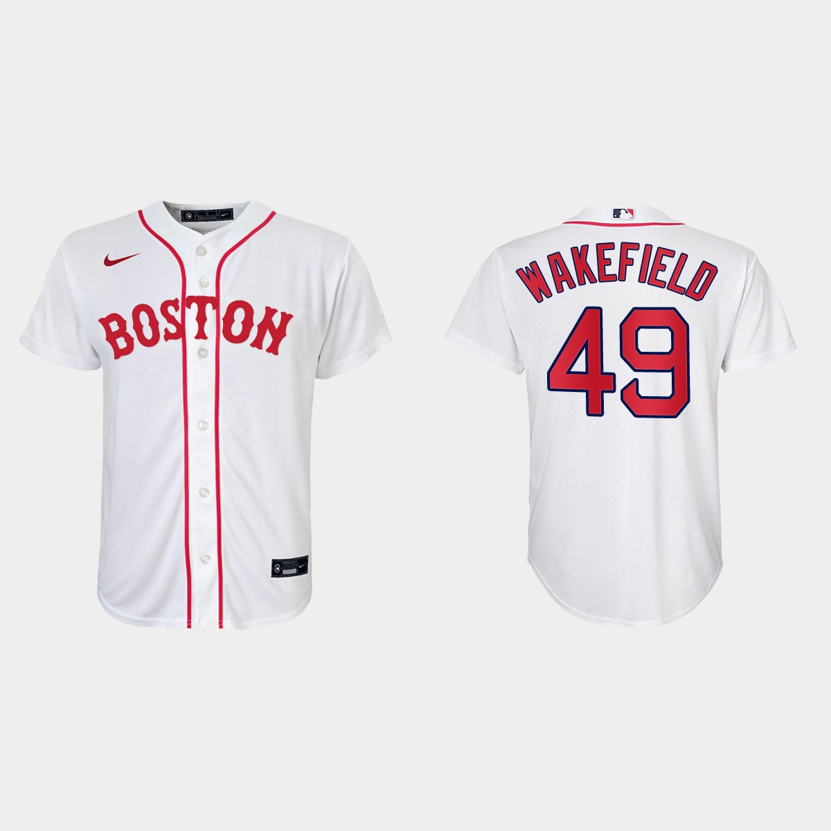 Youth Boston Red Sox #49 Tim Wakefield White 2021 Patriots' Day Jersey