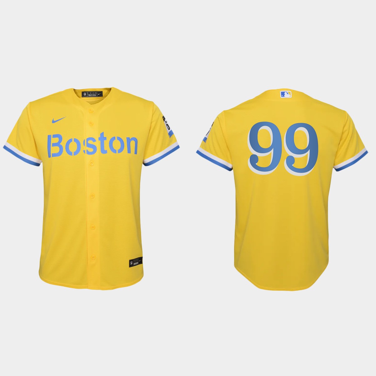 Youth Boston Red Sox #99 Alex Verdugo Gold Light Blue 2021 City Connect Jersey