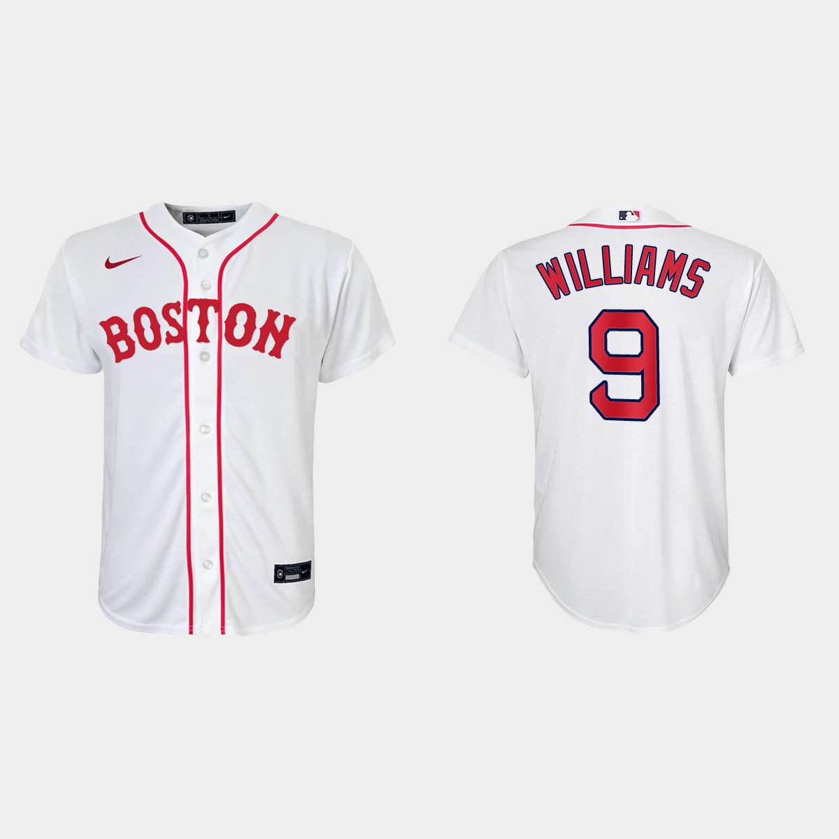 Youth Boston Red Sox #9 Ted Williams White 2021 Patriots' Day Jersey