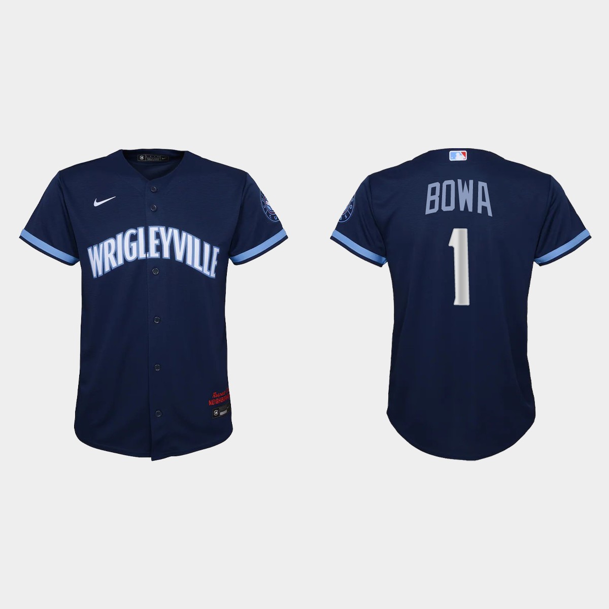 Youth Chicago Cubs #1 Larry Bowa Navy 2021 City Connect Jersey