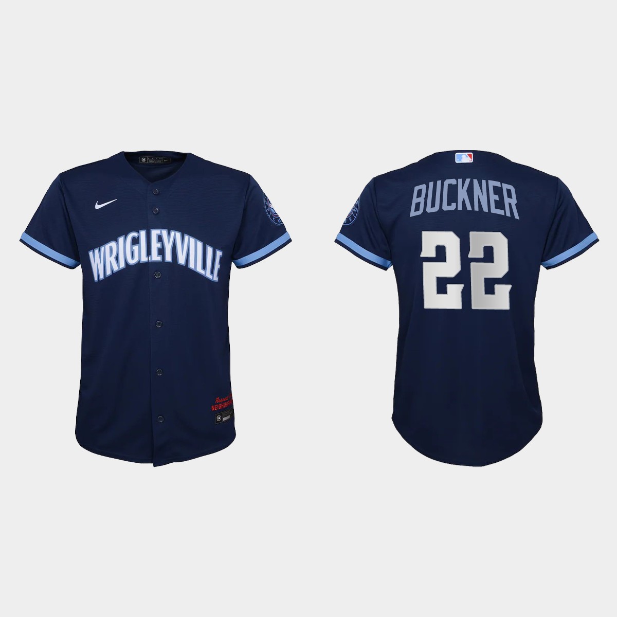 Youth Chicago Cubs #22 Bill Buckner Navy 2021 City Connect Jersey