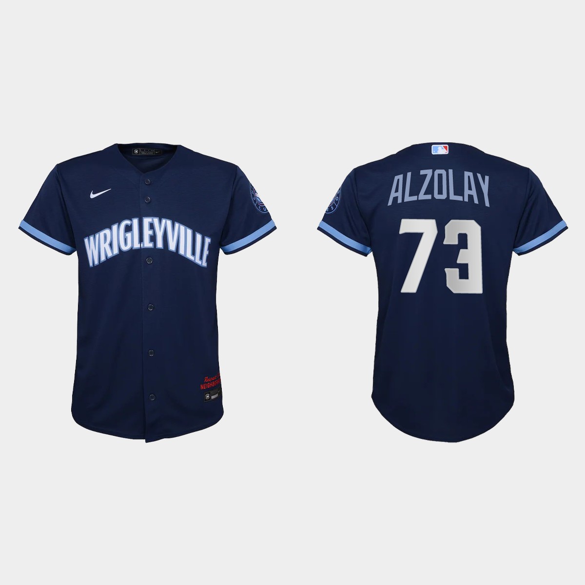 Youth Chicago Cubs #73 Adbert Alzolay Navy 2021 City Connect Jersey