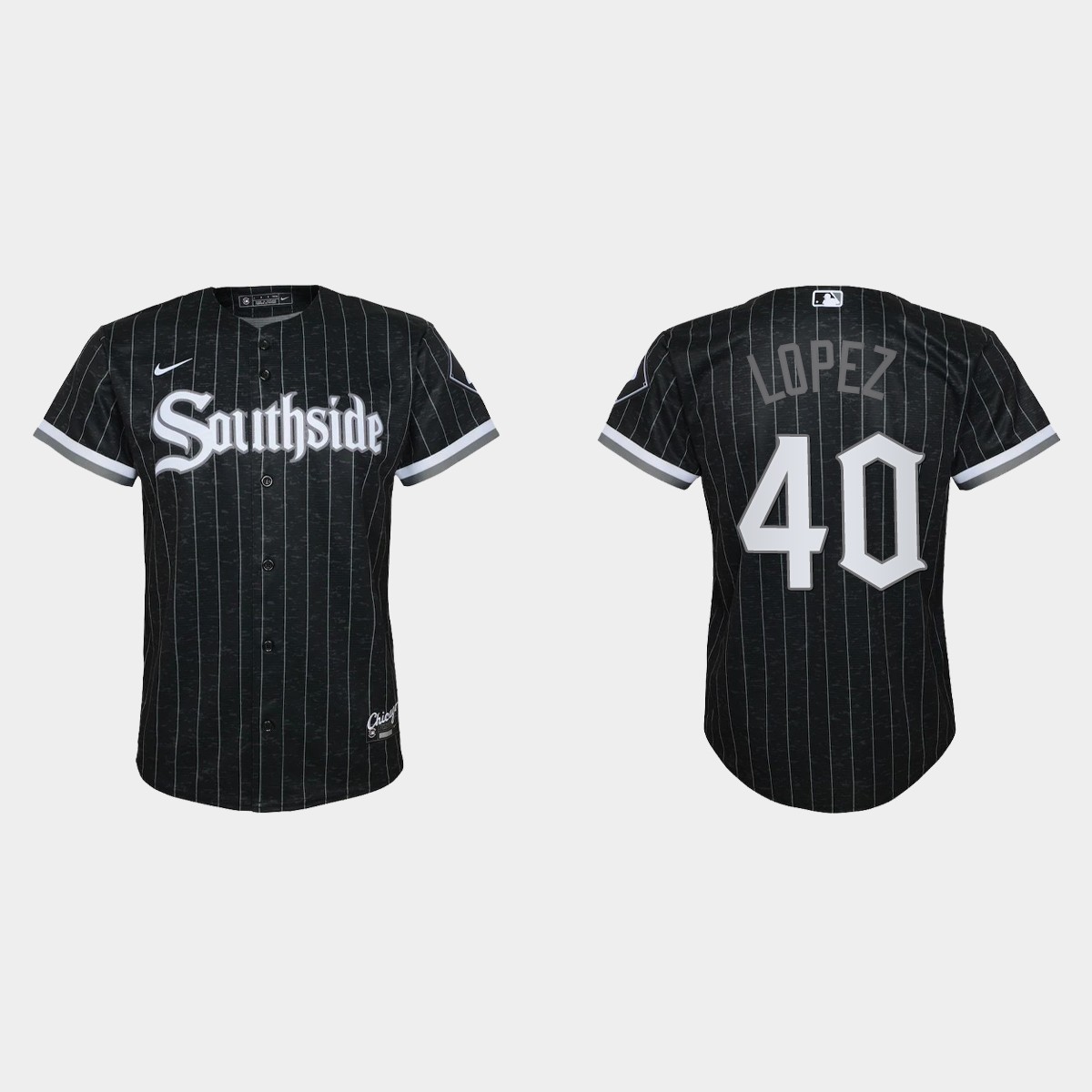 Youth Chicago White Sox #40 Reynaldo Lopez Black 2021 City Connect Jersey